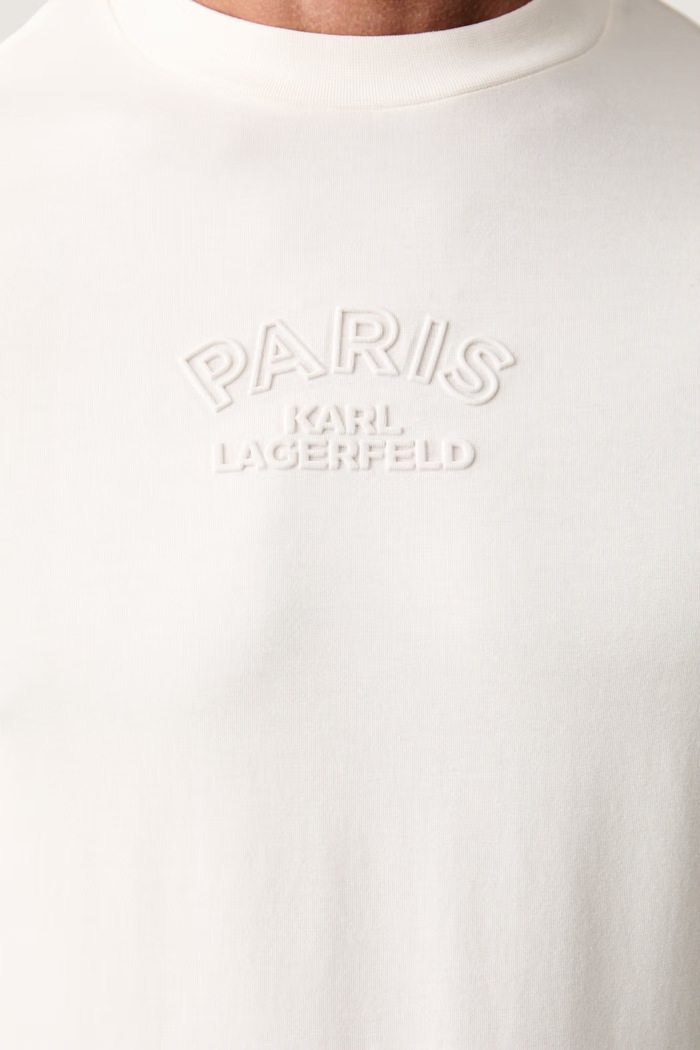 Karl Lagerfeld T-shirt męski bawełniany z elastanem 563221.755138 beżowy