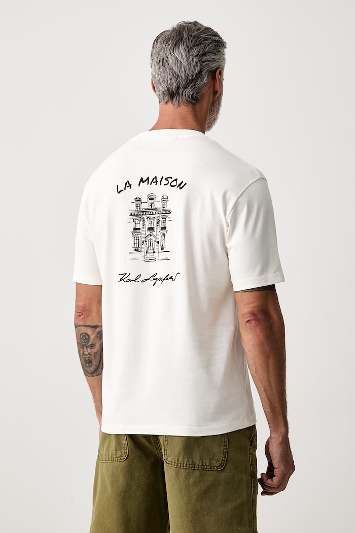 Odzież Karl Lagerfeld T-shirt męski bawełniany 563225.755136 beżowy
