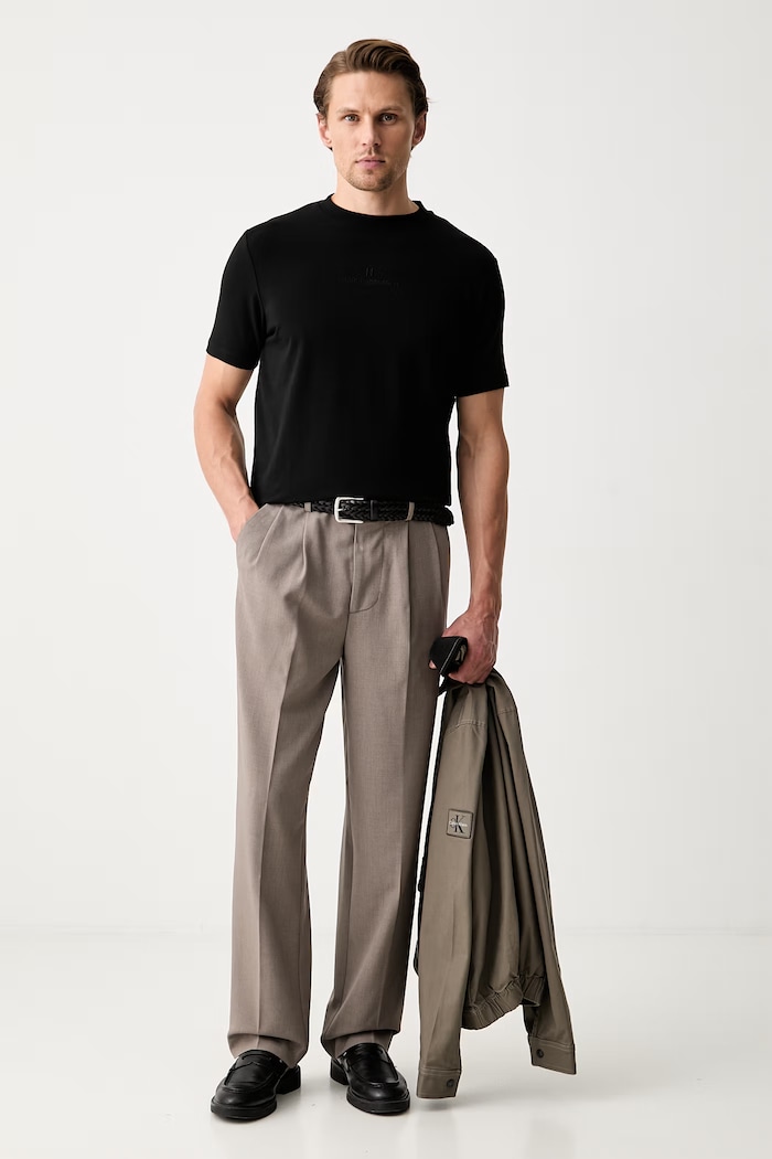Karl Lagerfeld basic t-shirt ανδρικό βαμβακερό με ελαστάν 563221.755047 μαύρο AW26