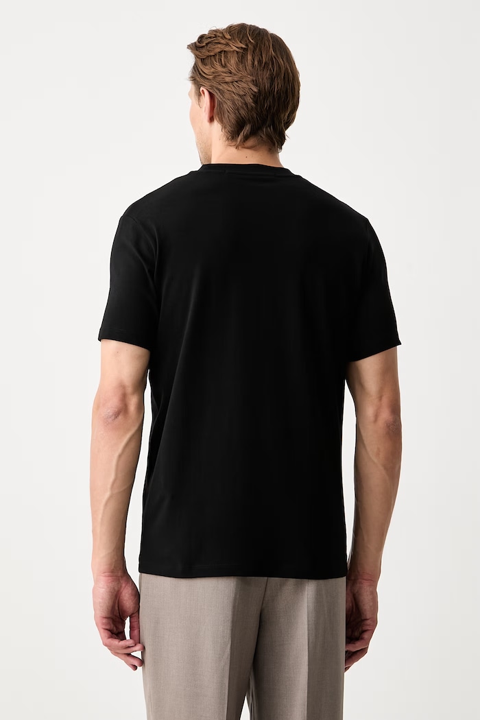 Ρούχα Karl Lagerfeld basic t-shirt ανδρικό βαμβακερό με ελαστάν 563221.755047 μαύρο