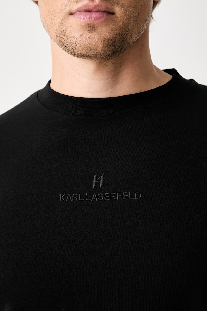Karl Lagerfeld basic t-shirt ανδρικό βαμβακερό με ελαστάν 563221.755047 μαύρο