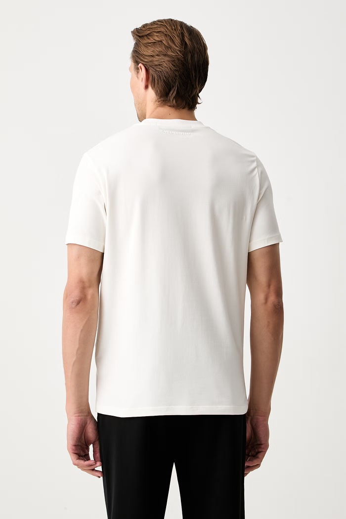 Odzież Karl Lagerfeld T-shirt męski bawełniany z elastanem 563221.755045 beżowy