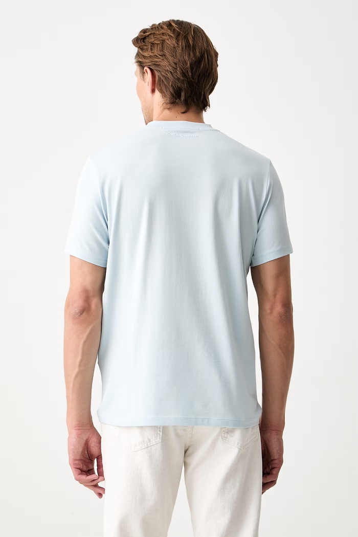 Odzież Karl Lagerfeld T-shirt męski bawełniany z elastanem 563221.755045 niebieski