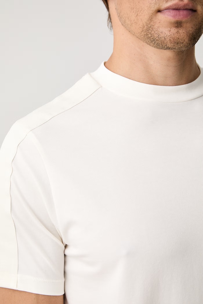 Karl Lagerfeld T-shirt męski bawełniany z elastanem 563221.755044 beżowy