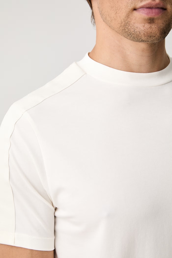 Karl Lagerfeld T-shirt męski bawełniany z elastanem 563221.755044 beżowy