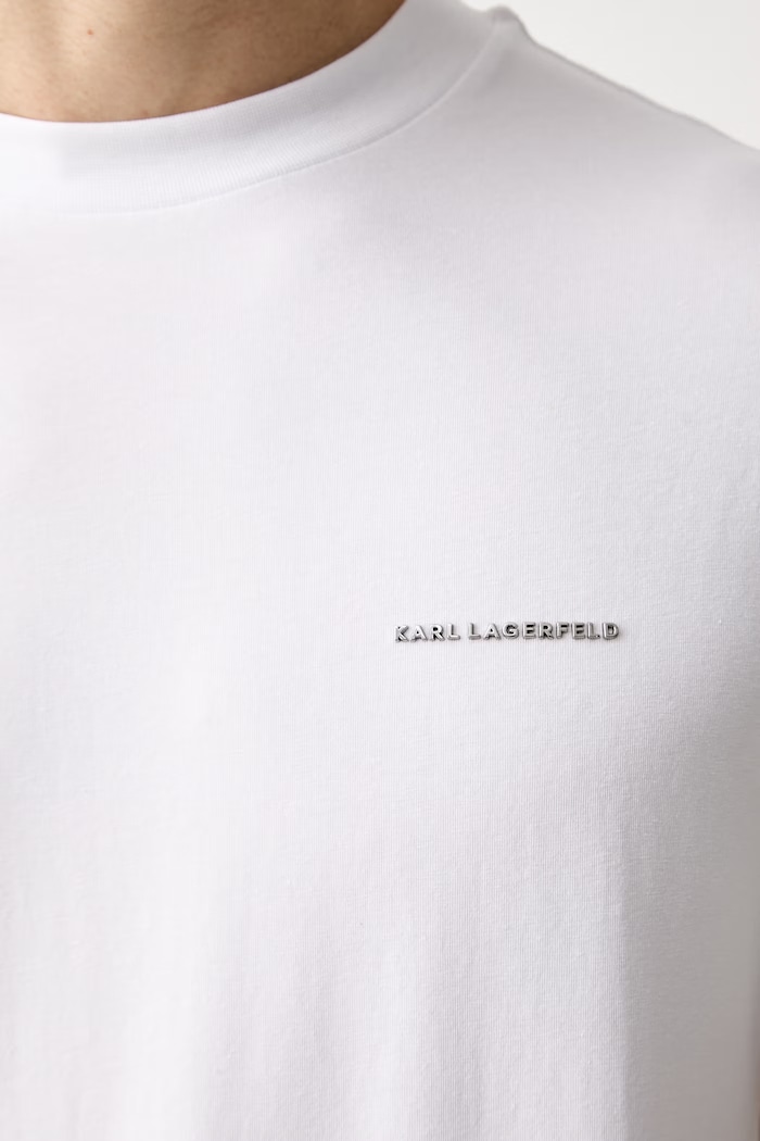 Karl Lagerfeld тениска basic мъжка от памук с еластан 563221.755042 бял