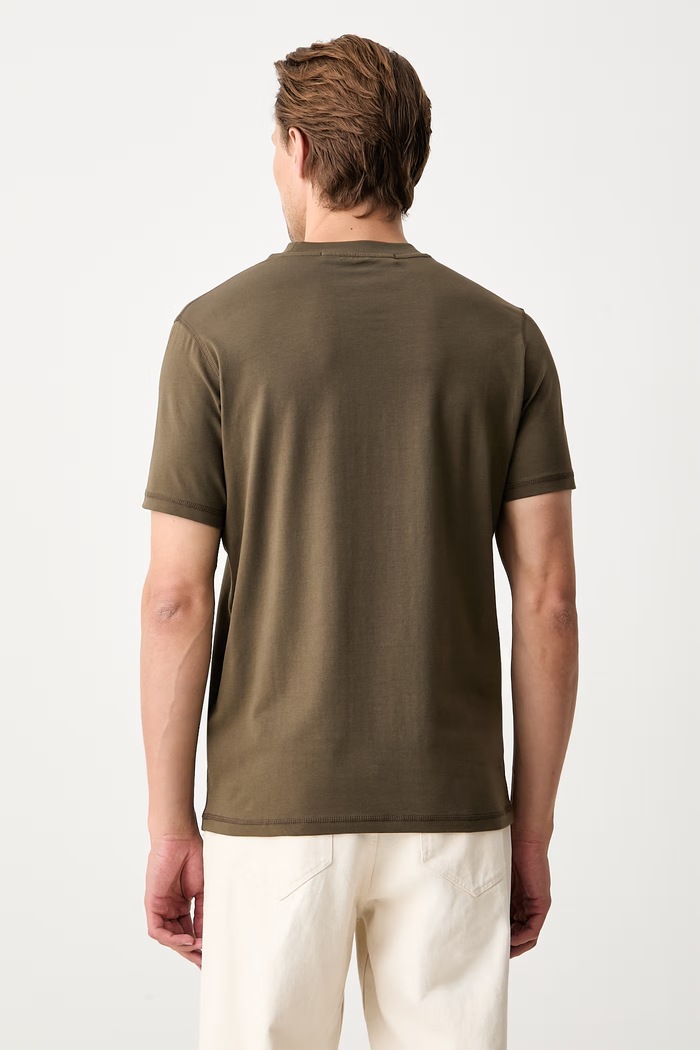 Odzież Karl Lagerfeld T-shirt basic męski bawełniany z elastanem 563221.755042 zielony