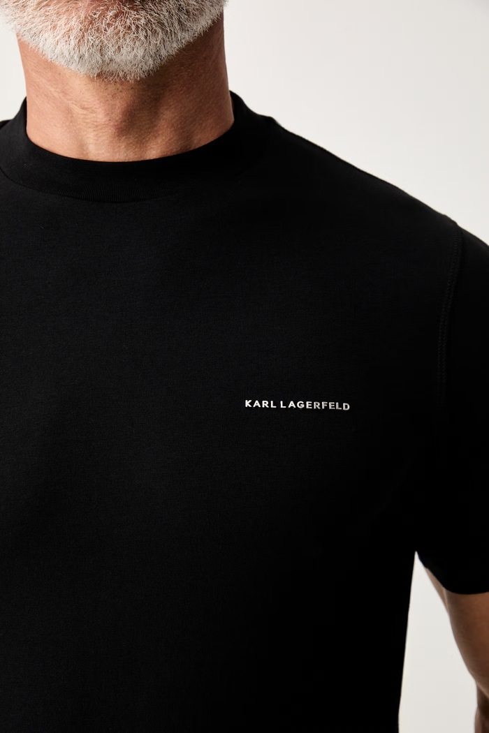 Karl Lagerfeld T-shirt basic męski bawełniany z elastanem 563221.755042 czarny