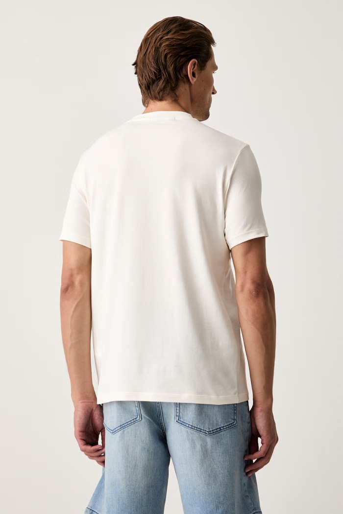 Odzież Karl Lagerfeld T-shirt męski bawełniany z elastanem 563221.755037 beżowy