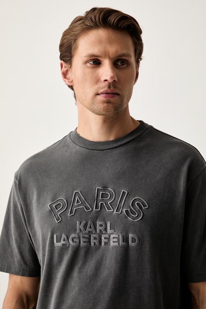 Karl Lagerfeld T-shirt męski bawełniany szary 563250.755170