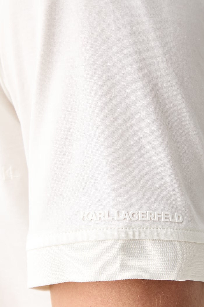 Karl Lagerfeld T-shirt męski bawełniany 563200.755001 beżowy