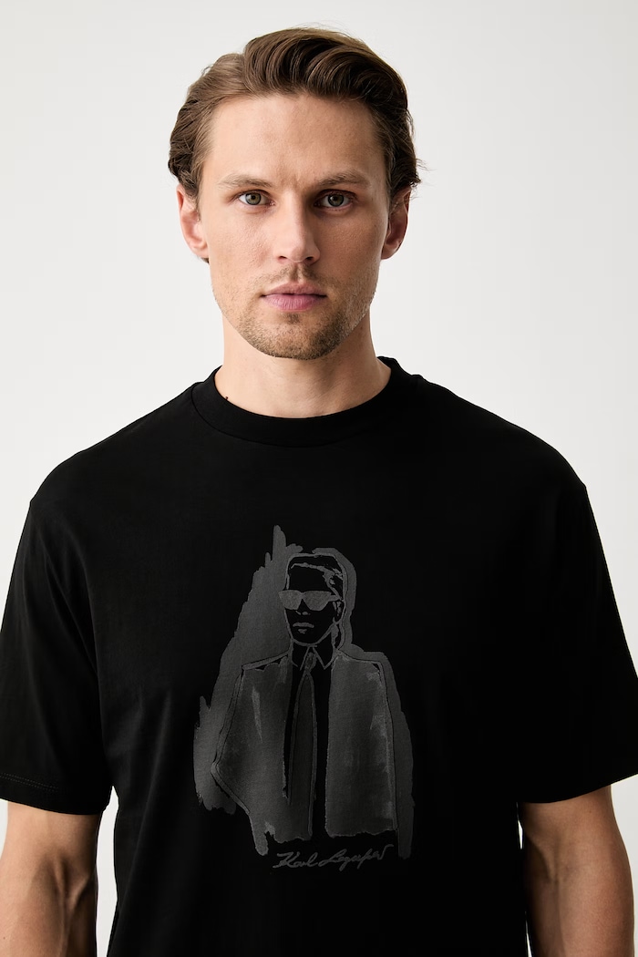 Karl Lagerfeld t-shirt ανδρικό βαμβακερό μαύρο 563225.755143