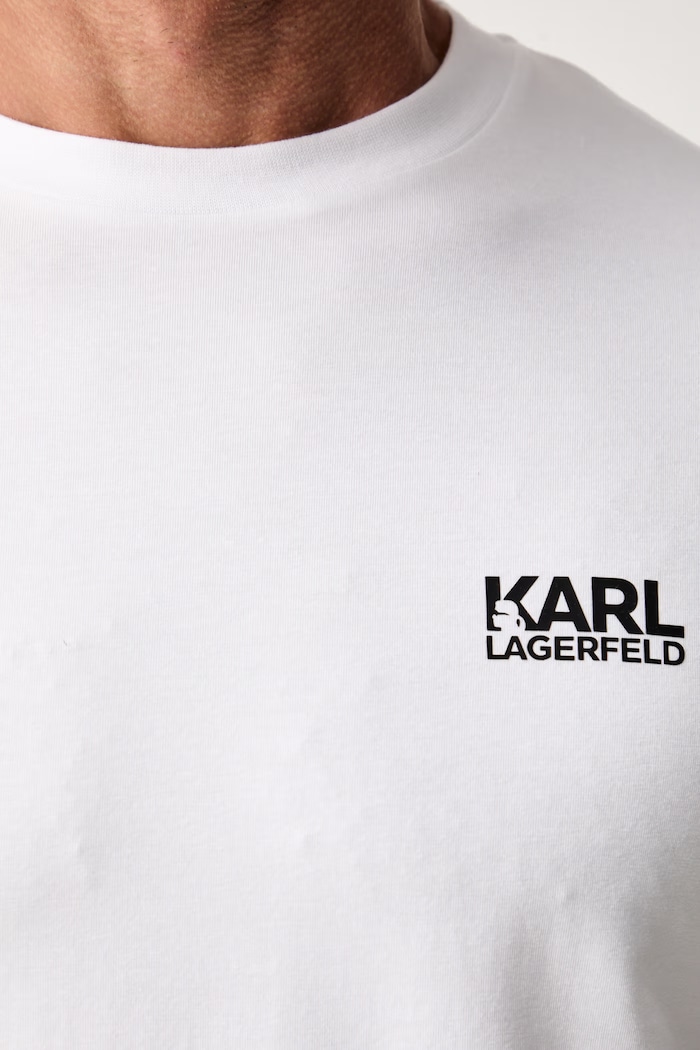 Karl Lagerfeld T-shirt męski bawełniany z elastanem 563235.755781 biały