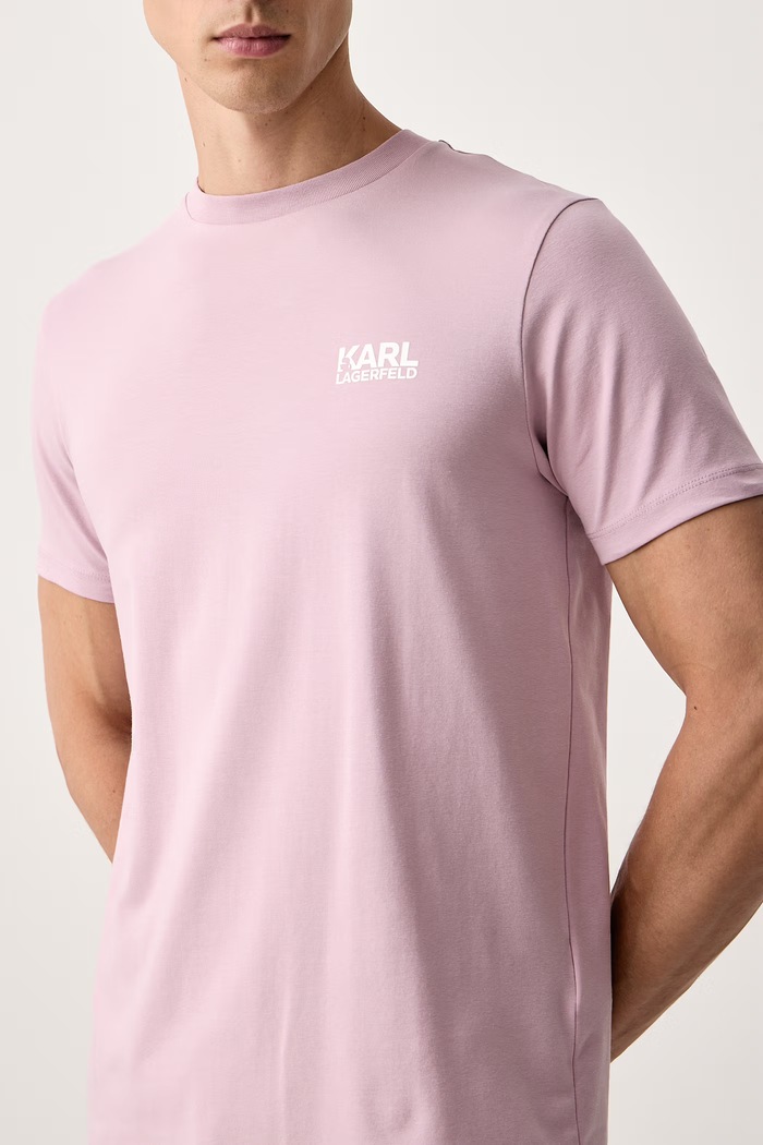 T-shirt męski bawełniany z elastanem Karl Lagerfeld 563235.755781 różowy