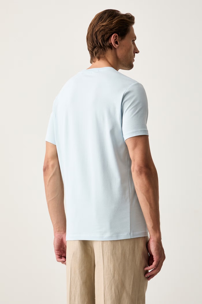 Odzież Karl Lagerfeld T-shirt męski bawełniany z elastanem 563235.755781 niebieski