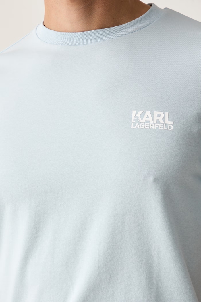 Karl Lagerfeld T-shirt męski bawełniany z elastanem 563235.755781 niebieski
