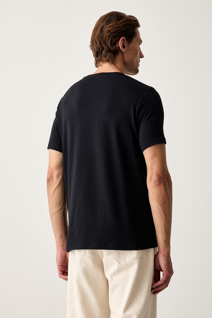 Ρούχα Karl Lagerfeld t-shirt ανδρικό βαμβακερό με ελαστάν 563235.755781 σκούρο μπλε