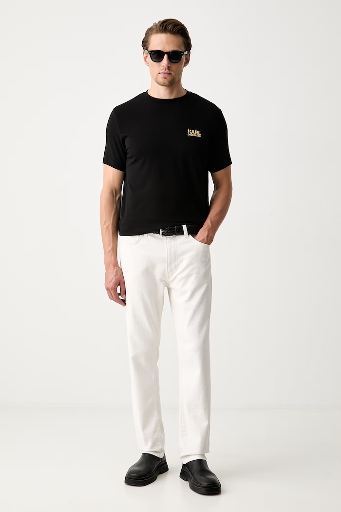 Karl Lagerfeld tričko pánské bavlněné s elastanem 563235.755781 černá AW26