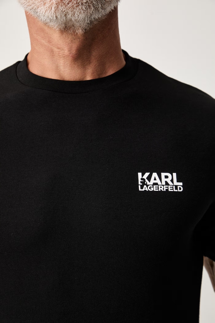 Karl Lagerfeld T-shirt męski bawełniany z elastanem 563235.755781 czarny