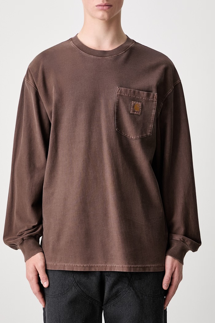 Carhartt WIP L/S Loose Pocket longsleeve męski bawełniany brązowy I036862