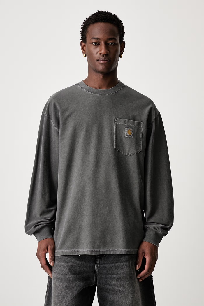 Carhartt WIP L/S Loose Pocket longsleeve męski bawełniany szary I036862