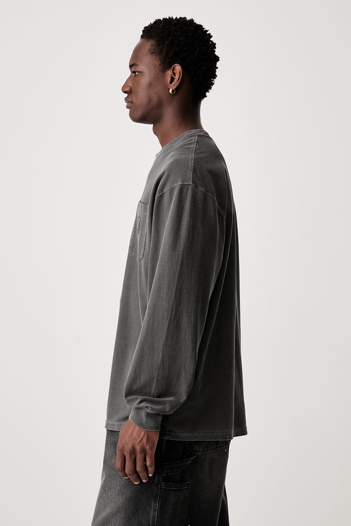 Carhartt WIP L/S Loose Pocket longsleeve męski bawełniany I036862 szary AW26