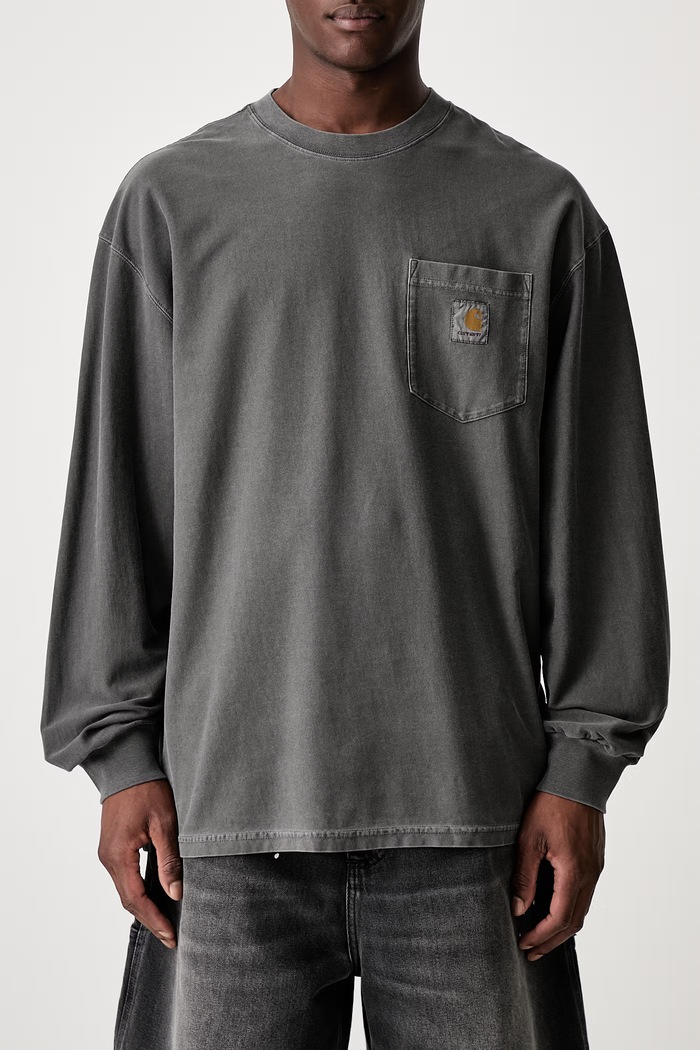 Carhartt WIP L/S Loose Pocket longsleeve męski bawełniany szary I036862