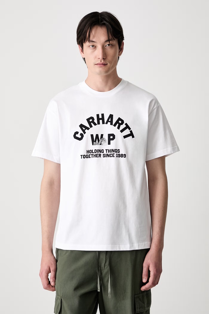 Carhartt WIP S/S Column T-shirt bawełniany męski biały I037542