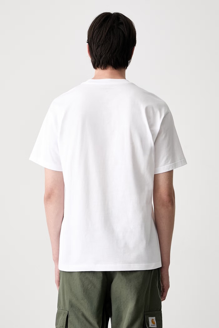 Odzież Carhartt WIP S/S Column T-shirt bawełniany męski I037542 biały