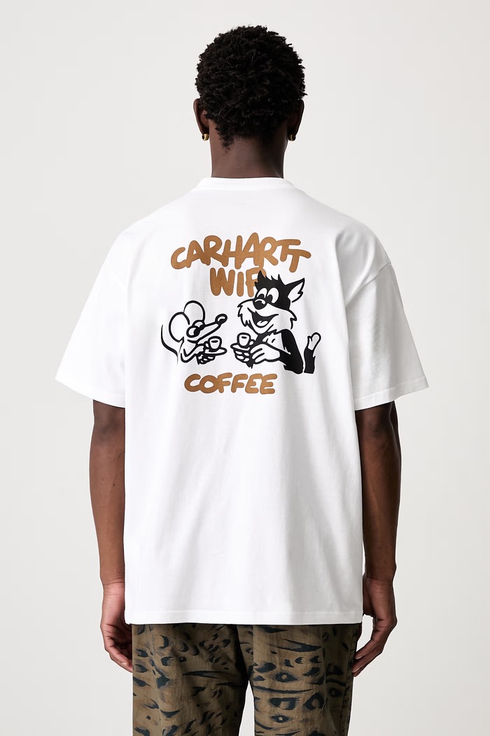 Carhartt WIP S/S Coffee Break T-shirt bawełniany męski biały I037446