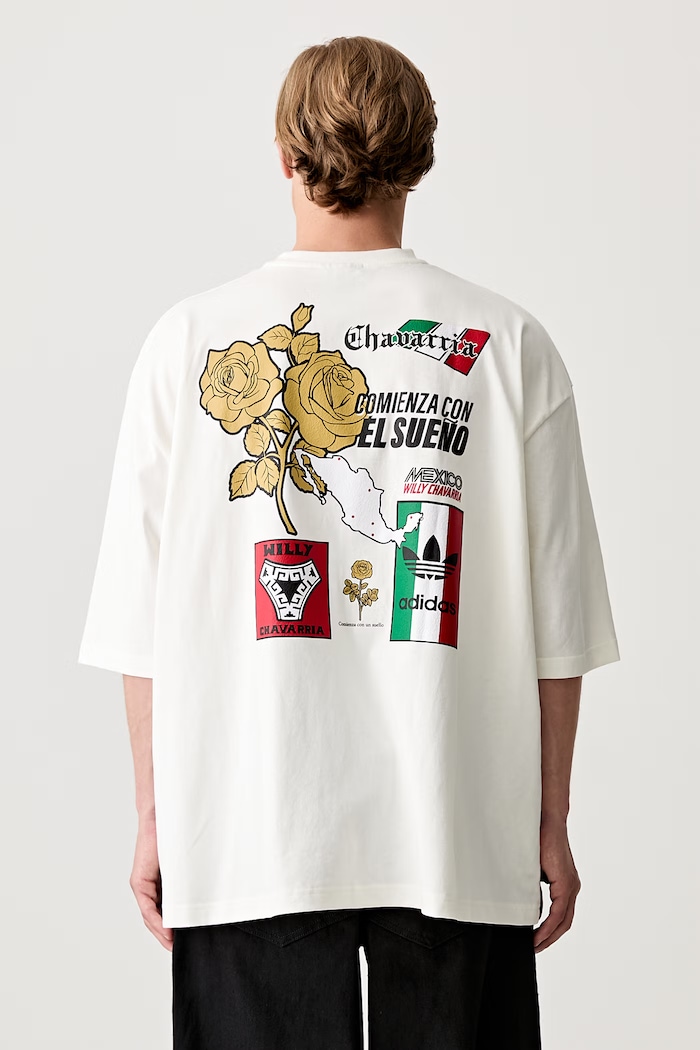adidas Originals x Willy Chavarria T-shirt oversize bawełniany męski beżowy KY7707