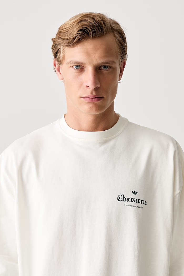 adidas Originals x Willy Chavarria T-shirt oversize bawełniany męski beżowy KY7707