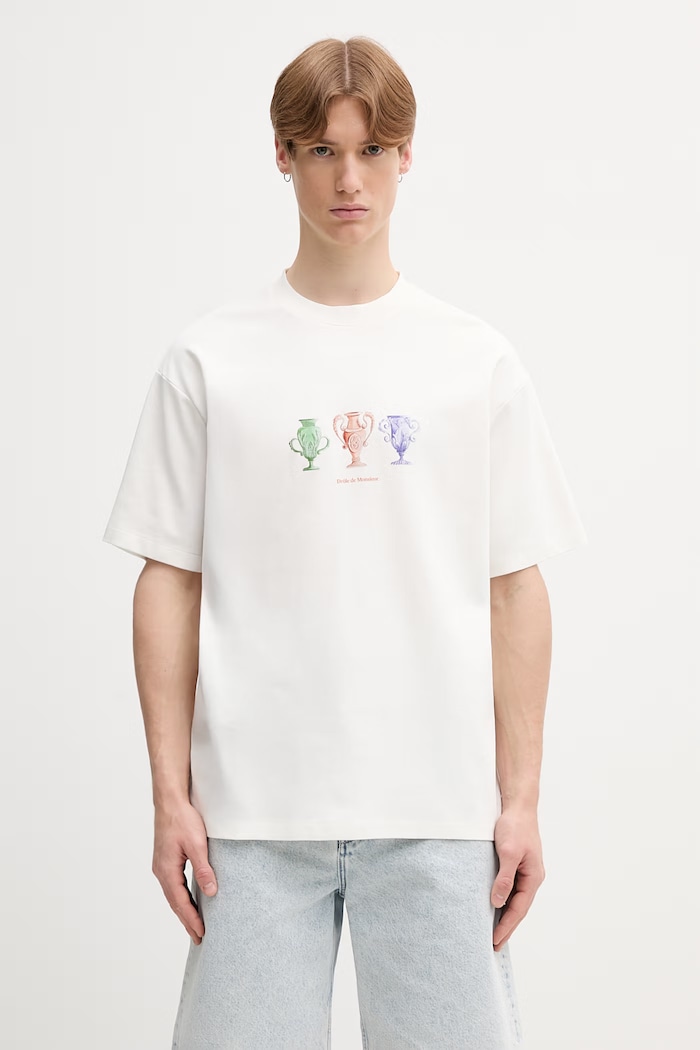 Drôle de Monsieur Signature tričko bavlněné pánské béžová L.TS336.CO002