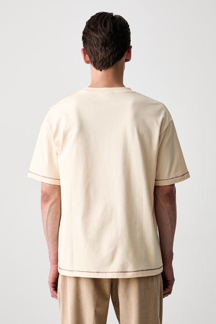Odzież Drôle de Monsieur T-shirt męski bawełniany Iris L.TS331.CO248 beżowy