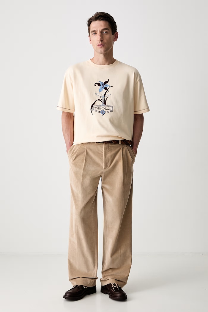 Drôle de Monsieur Iris T-shirt bawełniany męski L.TS331.CO248 beżowy