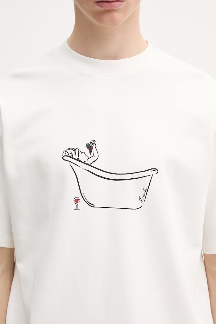 Drôle de Monsieur Wine Bath tričko bavlněné pánské bílá L.TS330.CO002