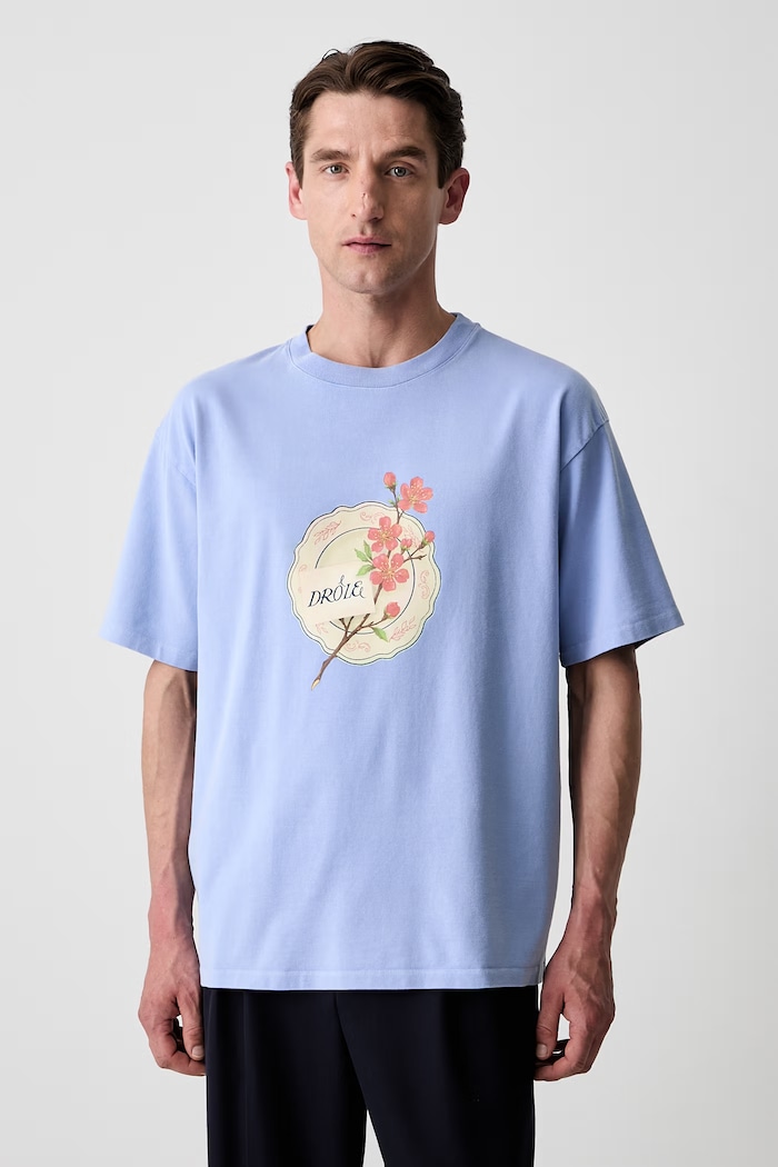 Drôle de Monsieur Porcelaine T-shirt bawełniany męski niebieski L.TS329.CO248