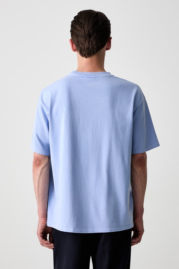 Odzież Drôle de Monsieur Porcelaine T-shirt bawełniany męski L.TS329.CO248 niebieski