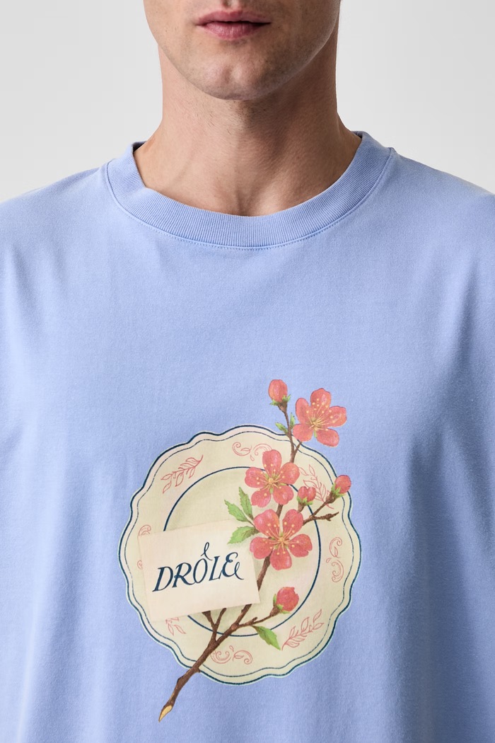 Drôle de Monsieur Porcelaine T-shirt bawełniany męski niebieski L.TS329.CO248