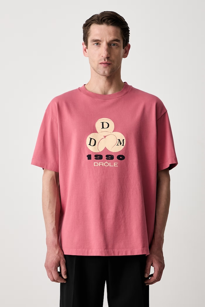 Drôle de Monsieur 1990 T-shirt bawełniany męski różowy L.TS328.CO248