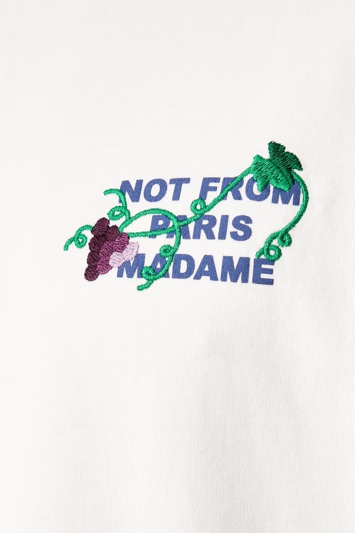 Drôle de Monsieur T-shirt męski bawełniany Vine Embroidered Slogan L.TS327.CO248