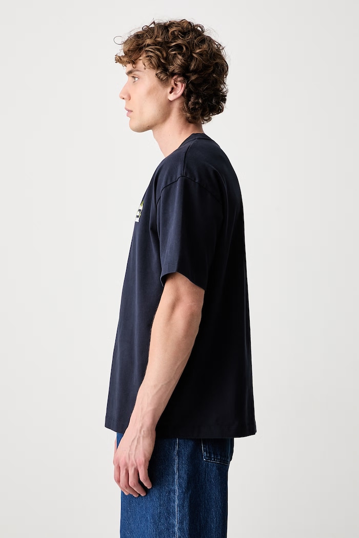 Drôle de Monsieur T-shirt męski bawełniany Vine Embroidered Slogan granatowy L.TS327.CO248