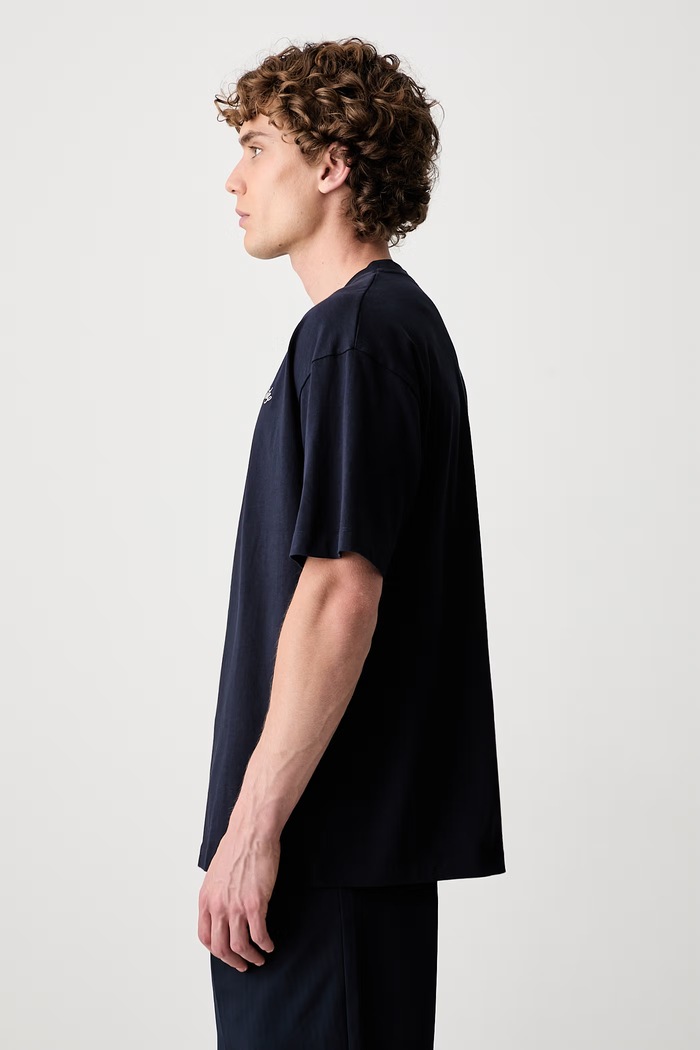 Drôle de Monsieur T-shirt męski bawełniany Belissima L.TS324.CO311 granatowy AW26