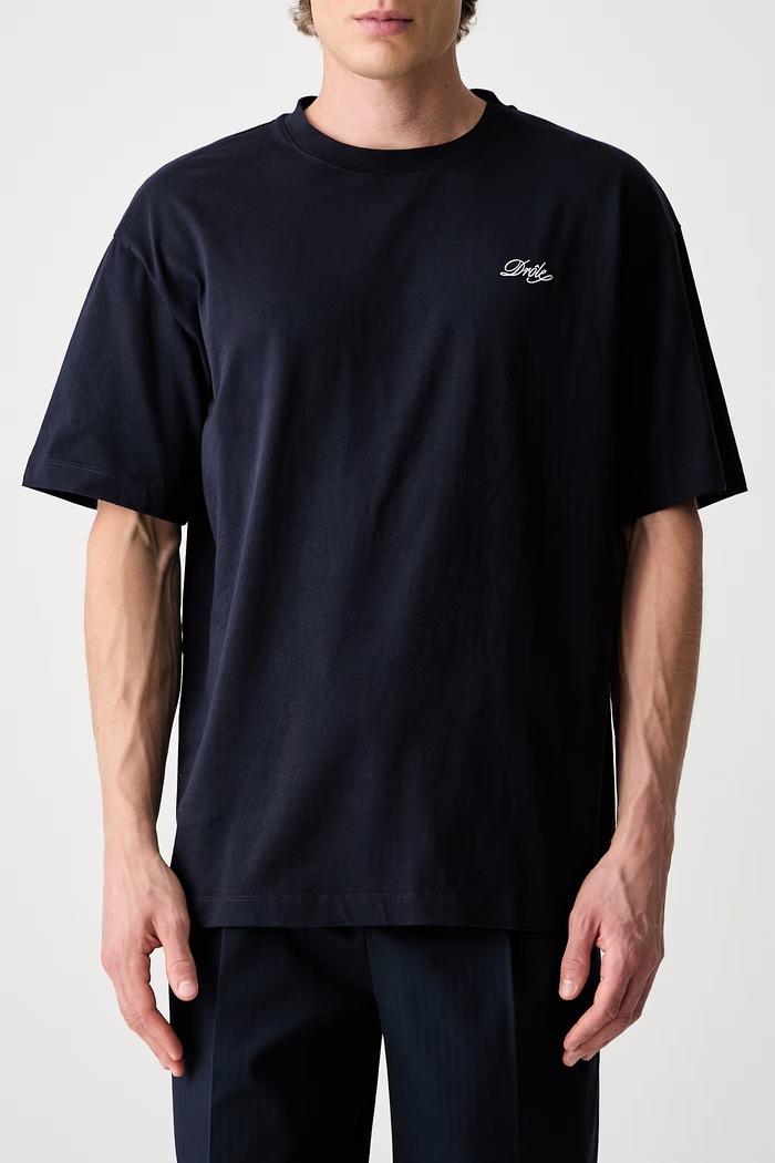 Drôle de Monsieur T-shirt męski bawełniany Belissima granatowy L.TS324.CO311