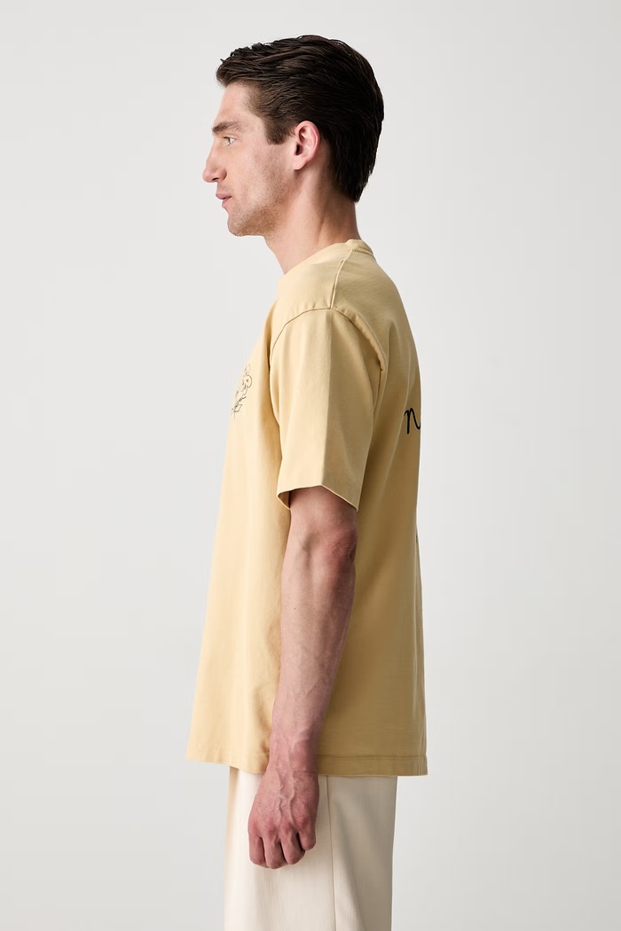 Drôle de Monsieur Esquisse Slogan T-shirt bawełniany męski L.TS188.CO248 beżowy AW26