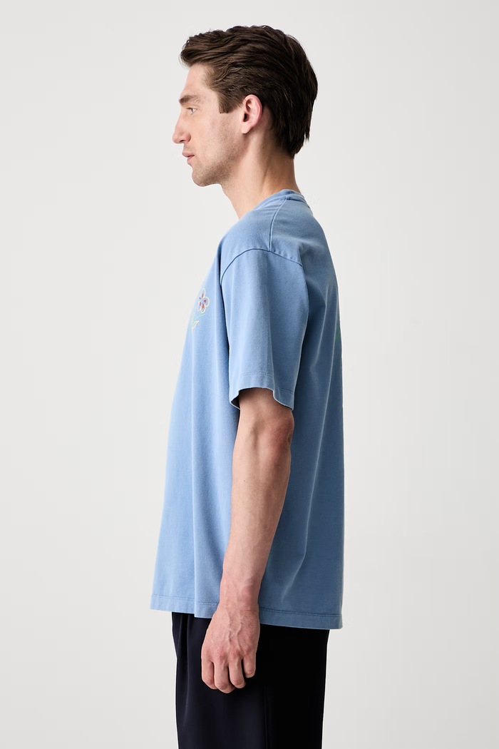 Drôle de Monsieur Esquisse Slogan T-shirt bawełniany męski L.TS188.CO248 niebieski AW26