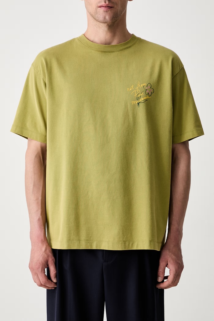 Drôle de Monsieur T-shirt męski bawełniany Esquisse Slogan zielony L.TS188.CO248