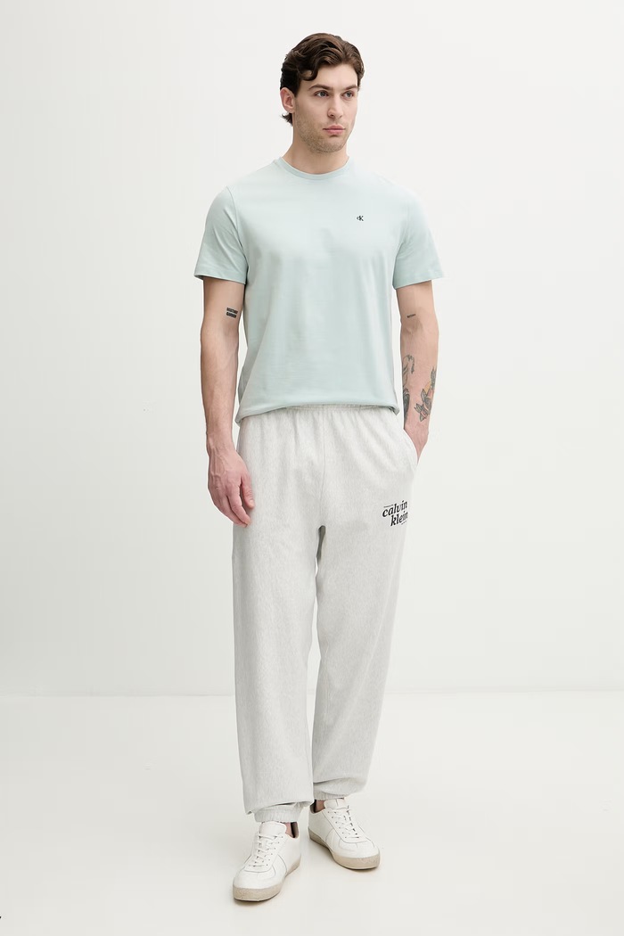 Calvin Klein Jeans tričko pánske bavlnené LV14RD254G tyrkysová AW26