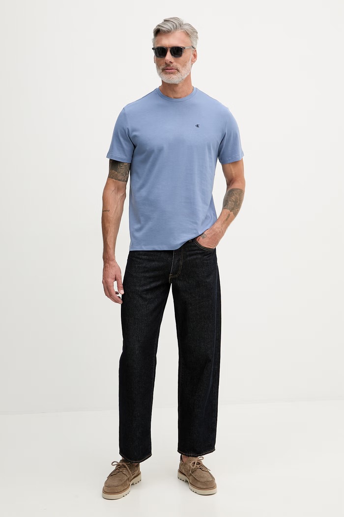 Calvin Klein Jeans tricou pentru bărbați din bumbac LV14RD254G albastru AW26