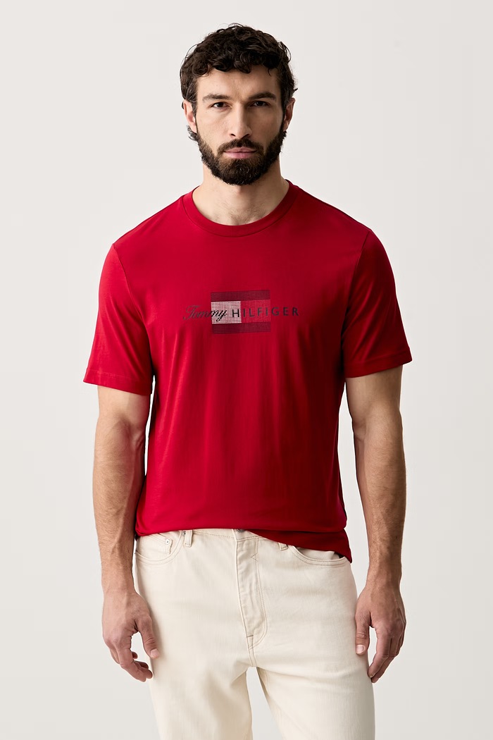 Tommy Hilfiger t-shirt ανδρικό βαμβακερό κόκκινο MW0MW43226